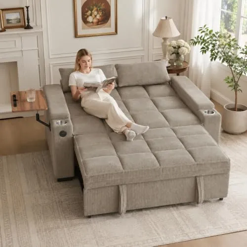Eafurn 65" 3-in-1 Tufted Chenille Sleeper
